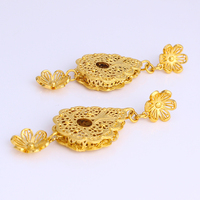 JH Promotion Exceptionnelle : Parure de Bijoux Vintage Plaqué Or 18K avec Pendentif Creux et Boucles d'Oreilles pour Mariage/Fiançailles/Fête