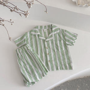 Ropa de verano para bebé cuello polo a rayas deportes casuales para niños manga corta + Pantalones casuales conjunto bebé ropa de moda - Product Image 6