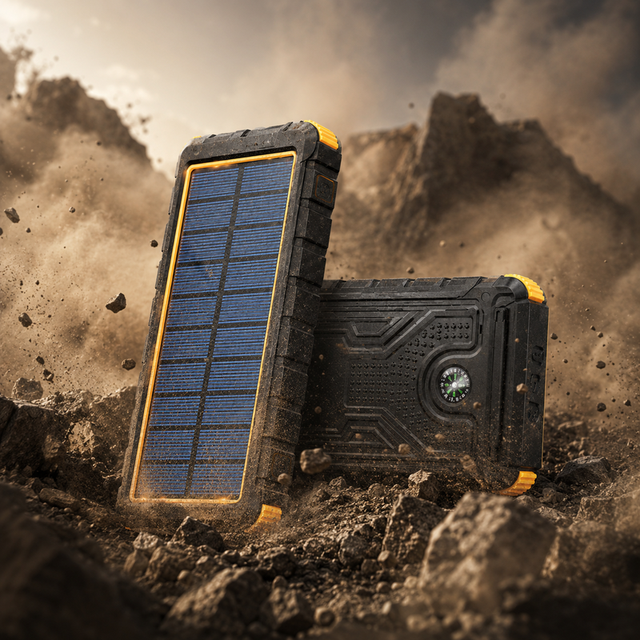 10000mAh Outdoor Backup Solar Power Bank Charging Rugged Solar Power Bank Flashlight and Compass for Camping Travel