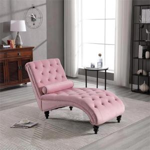 आधुनिक गर्म बेच नई शैली गुच्छेदार डिजाइन उच्च गुणवत्ता नरम गुलाबी मखमल लाउंज कुर्सी - Product Image 5