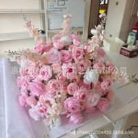 Boule de fleurs artificielles roses assortie pour centre de table d'hôtel, mariage et décoration de festival
