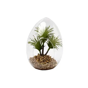 Groothandel Kunstmatige Bonsai Planten Leveranciers Plastic Planten Mini Groene Kunstmatige Gemengde Vetplant Met Glazen Pot