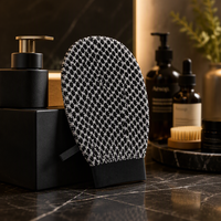 Gant de bain exfoliant double face en charbon de bambou noir diamant, style Hammam marocain, en viscose et polyester, forme ovale pour le corps