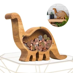 High Quality Wooden Letter Money Saving Box For Coin Collection Animal Shaped Pattern Transparent Piggy Bank