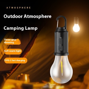 <span class=keywords><strong>Lampe</strong></span> de <span class=keywords><strong>camping</strong></span> LED solaire rechargeable 2W, IP44, Type-C, batterie 400mAh, ampoule à filament chaud, lanterne de tente extérieure à intensité variable avec crochet - Product Image 2