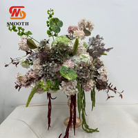 Arrangement floral de mariage vert élégant, fleurs d'hortensia artificielles vert foncé, centre de table pour la décoration de fête