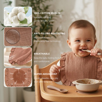 Bavoirs pour bébé en mousseline de coton ODM OEM, logo personnalisé, marque privée, directement de l'usine, en stock, 6 couches, bordure en dentelle, unisexe, vente en gros