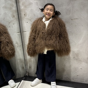 Áo khoác lông cừu mùa đông 2025 cho trẻ em, áo khoác lông cừu Mông Cổ thật, áo khoác lông cừu tự nhiên màu lạc đà - Product Image 5