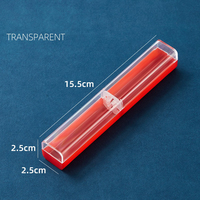 Boîte à stylos carrée en plastique entièrement transparente, petite, bon marché et de bonne qualité, étui transparent en plastique pour stylos, idéal pour les cadeaux d'affaires