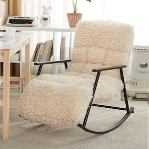 Fauteuil inclinable pliable pour adulte, fauteuil à bascule, fauteuil de balcon, fauteuil de détente en <span class=keywords><strong>peluche</strong></span> pour <span class=keywords><strong>la</strong></span> maison, meubles de maison en métal, 1 pièce, moderne - Product Image 3