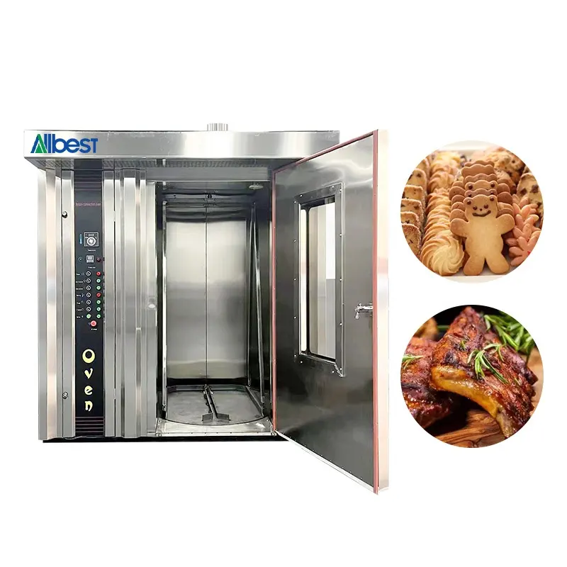 Professional Big Double Door Electric Rotary Cake Pancake Peanut Cupcake Cookie Biscuit Bread Pizza Baking Oven For Home Bakery