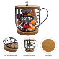Organisateur de tasses à café en forme de tasse en métal, support pour dosettes K-Cup, panier de rangement pour dosettes de café avec accès pratique pour la maison ou le bureau