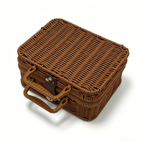 Panier de transport en rotin PP écologique, grand format, avec poignée, fait main, pour emballage de vin, cadeaux de festival, usage domestique