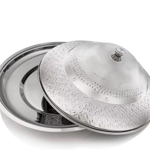 Bandeja de Servicio de Acero Inoxidable de Lujo con Tapa de Cúpula para Eventos de Gastronomía Fina y Catering - Product Image 1