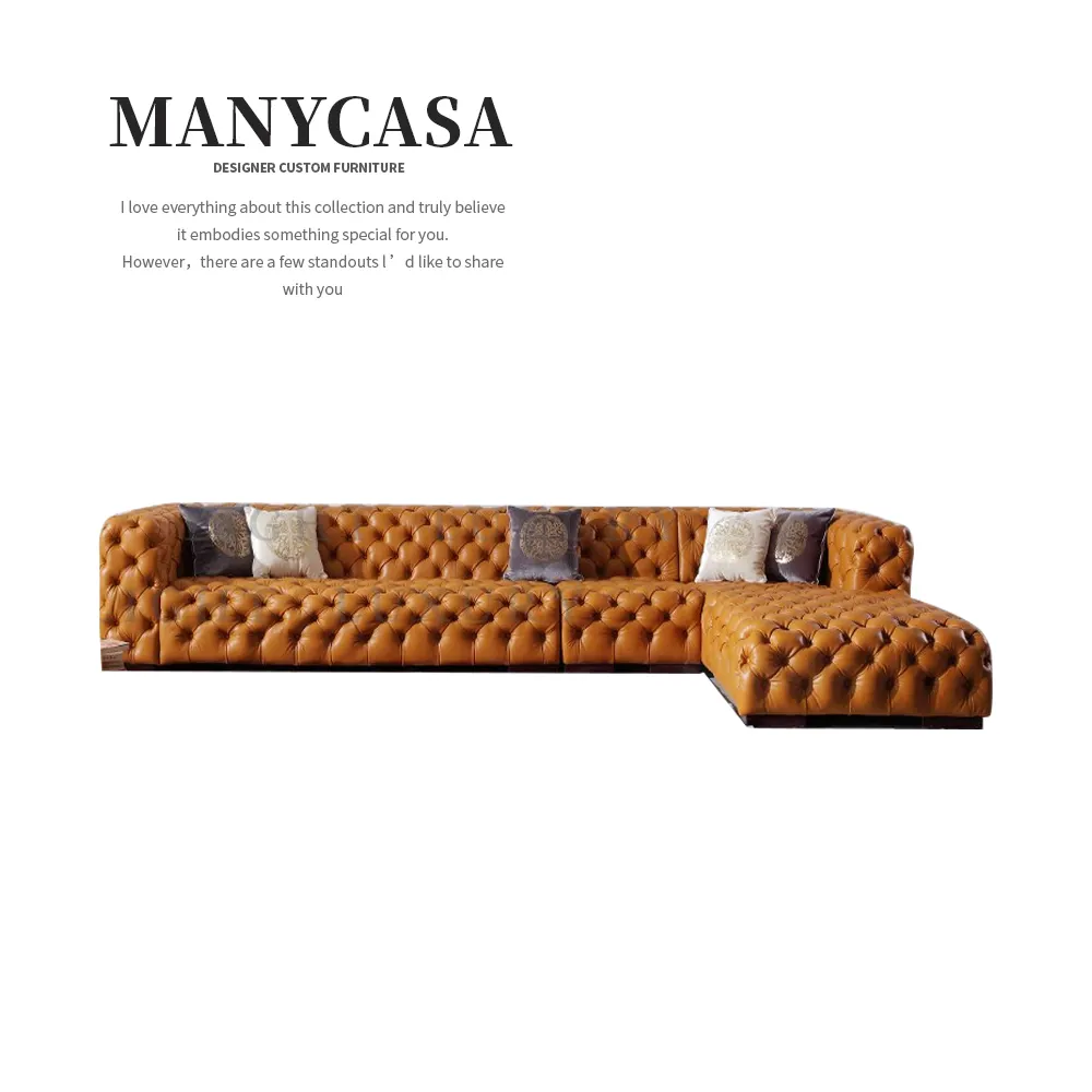 Sofá de couro moderno, sofá de couro novo design retrô italiano de luxo com fivela