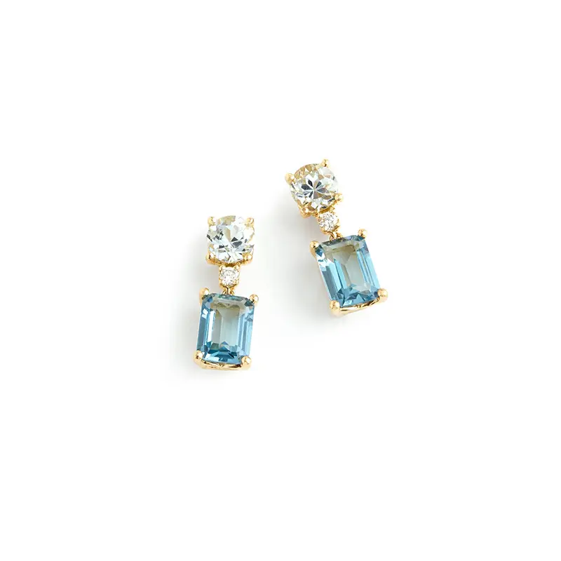 Pendientes de diamante de lujo para mujer, conjunto de pendientes de cristal azul, joyería para mujer y Niña