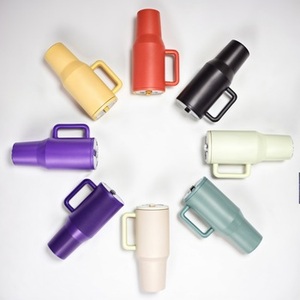 Gobelet à couvercle rabattable de 40oz avec poignée et paille en acier inoxydable sans BPA Bouteille d'eau résistante aux fuites avec LOGO personnalisé-Réutilisable - Product Image 2