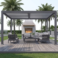 Pergola à lames orientables en aluminium 12x16 pieds avec toit à manivelle pour grand patio, villa, jardin, espace de divertissement extérieur