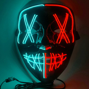 Mascarilla LED brillante para Halloween, disfraz <span class=keywords><strong>de</strong></span> fiesta, accesorios <span class=keywords><strong>de</strong></span> <span class=keywords><strong>Horror</strong></span>, luz <span class=keywords><strong>de</strong></span> neón - Product Image 1