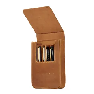 DUJIANG Crazy Horse étui en cuir multi-stylo pochette de protection pour crayons plume porte-boîte en cuir pratique