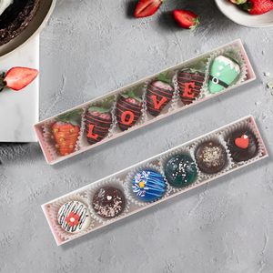 Boîtes cadeaux en chocolat avec couvercle transparent, boîtes à dessert en papier de couleur et de taille personnalisées, emballage alimentaire pour macarons aux fraises, biscuits - Product Image 5
