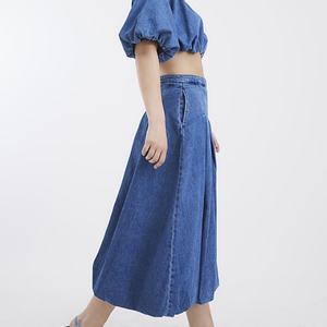 กระโปรงยีนส์ทรงเอเอวสูงแต่งจีบระบายชายกระโปรงแบบใหม่ พร้อมปักโลโก้ได้ตามต้องการ สำหรับผู้หญิง ดีไซน์หรูหรา - Product Image 2