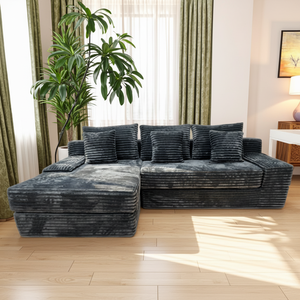 Divano Letto Moderno a L Convertibile - Ideale per <span class=keywords><strong>Soggiorno</strong></span> Design Angolare in Spugna Pura Senza Telaio o Struttura. - Product Image 4