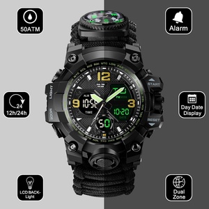 Wholesale Men's Outdoor Survival Sports Watch Dual Screen Analog Digital Watch Multifunctional Tactical Watch Hot Sale - Product Image 3