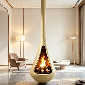Chimenea <span class=keywords><strong>de</strong></span> <span class=keywords><strong>Leña</strong></span> Suspendida <span class=keywords><strong>de</strong></span> Diseño Moderno y Alta Gama para Villas, con Fuego Real - Product Image 4