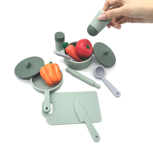 Nuovo piccolo <span class=keywords><strong>Chef</strong></span> gioca finte pentole da cucina Set da gioco giocattoli per l'apprendimento del bambino in Silicone Set di giocattoli da cucina - Product Image 4