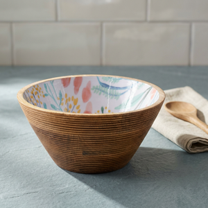 Cuencos de charcutería de madera con interior floral, cuenco gigante de madera de acacia grabado, para batidos de coco, ecológico, para camping, personalizado - Product Image 1