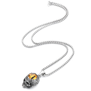 Collar Vikingo Vintage de Acero Inoxidable con Ojo de Diablo para Hombre, Estilo Punk, Chapado en Oro Rosa, Calavera Malvada, Joyería con Eslabones para Suéter - Product Image 2