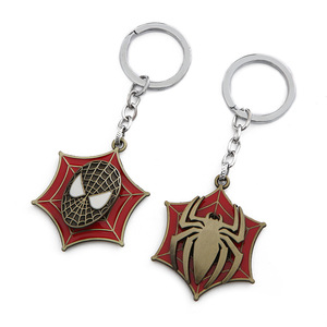 QY Vintage Antique Plated Rotatable Spider-Man Symbol Metal Keychain Marvel Superhero <b>Keyring</b> Fan Collection - Product Image 1