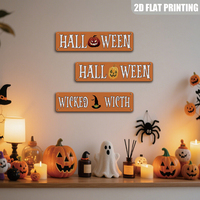 Böse Hexe mit Hexenhut Halloween Orange Metallschild