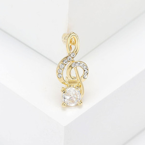 Broche de cuerno de <span class=keywords><strong>clave</strong></span> de sol con diamantes de imitación de aleación elegante y atmosférica, ramillete, accesorios de insignia de <span class=keywords><strong>instrumento</strong></span> <span class=keywords><strong>Musical</strong></span> de moda - Product Image 2