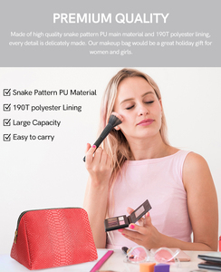 Hot <strong>Sale</strong> Fashion Custom Pouch Travel Kit Makeup <strong>Bag</strong> Snake Pattern <strong>Cosmetic</strong> Pu Storage Make up <strong>Bag</strong> With Logo - Product Image 6
