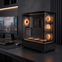Boîtier d'ordinateur de jeu en verre trempé B1301, châssis de tour moyen ATX Micro-ATX Mini-ITX, armoire de bureau RGB