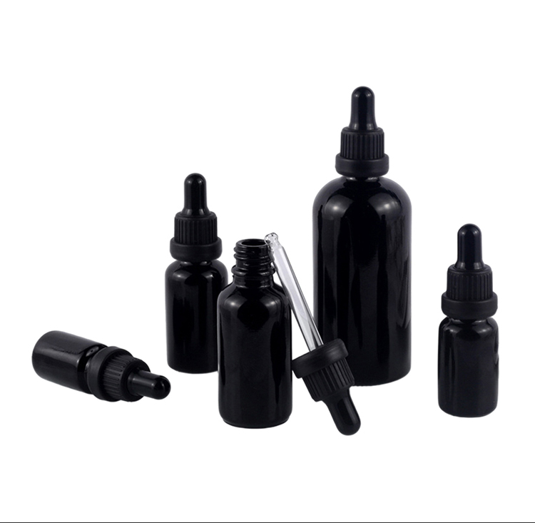 15ml 30ml Frosted Matte Black Boston Round Bottles With Dropper Caps