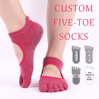 Chaussettes de yoga et de Pilates pour femmes, personnalisées, de haute qualité, en coton ajouré, douces, antidérapantes, à cinq doigts