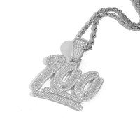 Collier pendentif baguette CZ glacé micro-pavé, bijoux hip-hop pour hommes, vente en gros