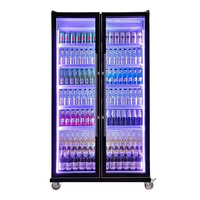 Vitrine réfrigérée à double porte avec étagères réglables pour vin, bière, réfrigérateur et congélateur