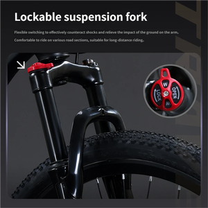Bicicletta per Adulti con Telaio in Acciaio al Carbonio Forcella Ammortizzata Bloccabile Doppi Freni a Disco Mountain Bike Ammortizzata Variabile per Tutti i Terreni - Product Image 3