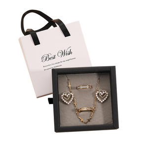 صندوق جرار من الورق المقوى انزلاقي لتعبئة المجوهرات الفاخرة بشعار فريد حسب الطلب، هدايا الزفاف المتجر - Product Image 3