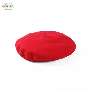 Shinehats 2024 OEMボイナカスタム刺繍ロゴ帽子高品質プレミアムウール女性ベレー帽安い価格冬プレーンベレー帽