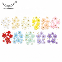CY Gemischte Farben Weiß-Gold Perlen Strasssteine 3D Nail Art Harz Edelstein Zubehör Acrylblumen