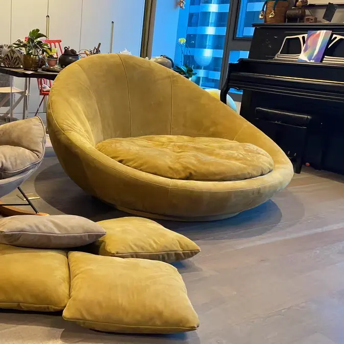 Hot Selling Circulaire Sofa Rijst Wit Moderne Eenvoudige Ronde Lounge Slaapbank