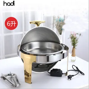 Philippine restaurant supplies buffet chafer round gold cheffing dish stainless steel buffet food warmer gold