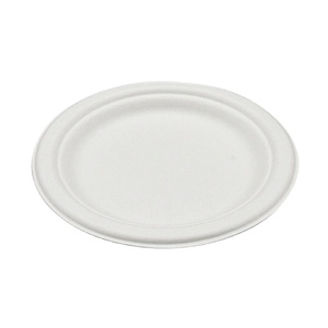 Assiette et plateau de service jetables biodégradables en bagasse de canne à sucre de 9 pouces avec logo personnalisé pour mariage - Product Image 1