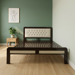 High Quality Brown Iron Box Spring <b>Bed</b> Frame Powder-Coated <b>Wood</b>-Like Design <b>Single</b> Double Size Home Bedroom Furniture - Product Image 2