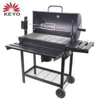 Barbecue moderne haut de gamme en acier pour extérieur avec rôtissoire à charbon de bois